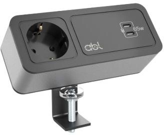 Модул Axis65 с 1х Шуко, USB тип C+C Power Delivery 65W Черен/Алуминий, ABL