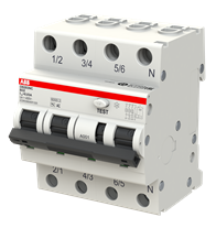 ДТЗ комбинирана DS203NC 3P+N 32A крива B 30mA тип AC 6kA 4 мод. ABB