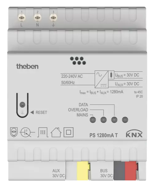 Захранващ блок PS1280T 1280mA 4DIN KNX Theben