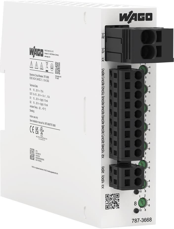 Реле за контрол на ток 8x DC 1-2-4-6-8-10A 18…30 VDC Wago
