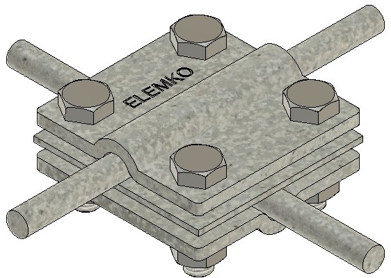 Клема за кръгъл проводник Ø8–10мм 3 пластини 60х60мм Elemko