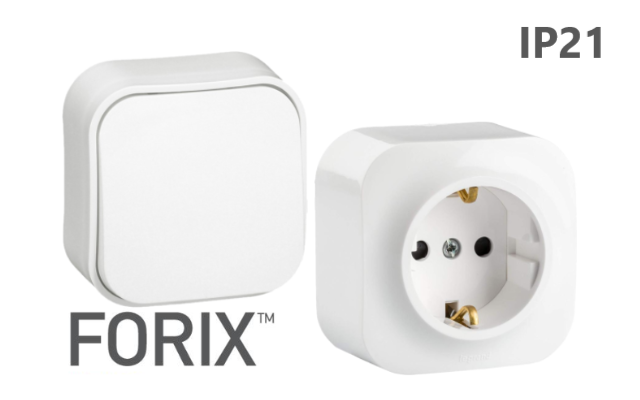 Бели Forix IP21 ключове и контакти Legrand