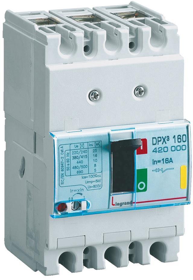 Автомат DPX3 160 TM 3P 160A 50кA регулируем (In x 0.8...1) Legrand