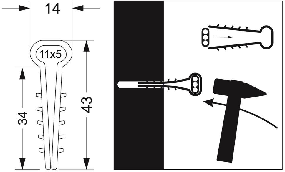 Дюбел USMP 2 за мостов кабел 2х2.5мм2 с отвор 6-7мм /100бр./ Elektro-Plast