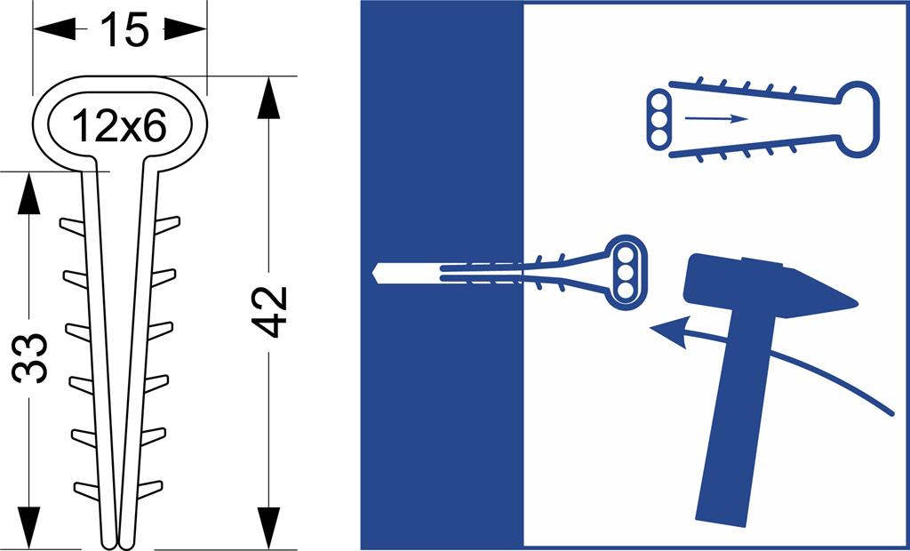 Дюбел USMP 3 за мостов кабел 3х1.5мм2 с отвор 6-7мм /100бр./ Elektro-Plast