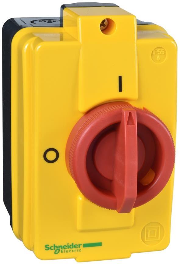 Пакетен превключвател 0-1 3P 16A IP65 червена ръкохватка в компактна кутия SE