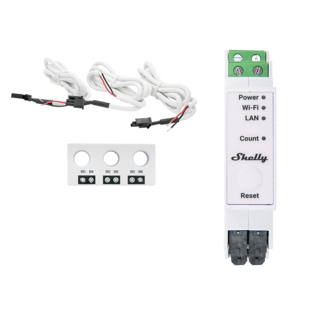 Трифазен Smart мерител 3х 63A за DIN монтаж Shelly PRO 3EM-3CT63 - 268193