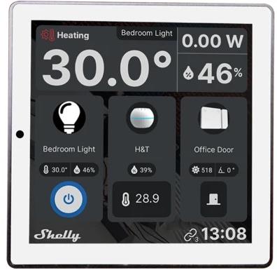 Пулт за управление със Smart реле 1х On/Off 5A изисква неутрала бял Shelly Wall Display - 264898