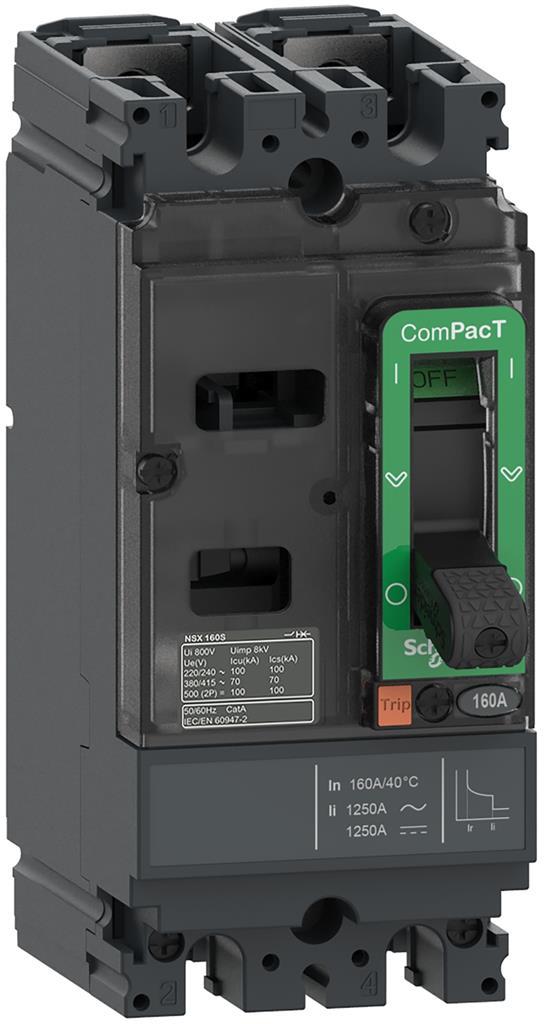 Автомат NSX100M 2P 80А TM 25kA регулируем (In x 0.7...1) SE