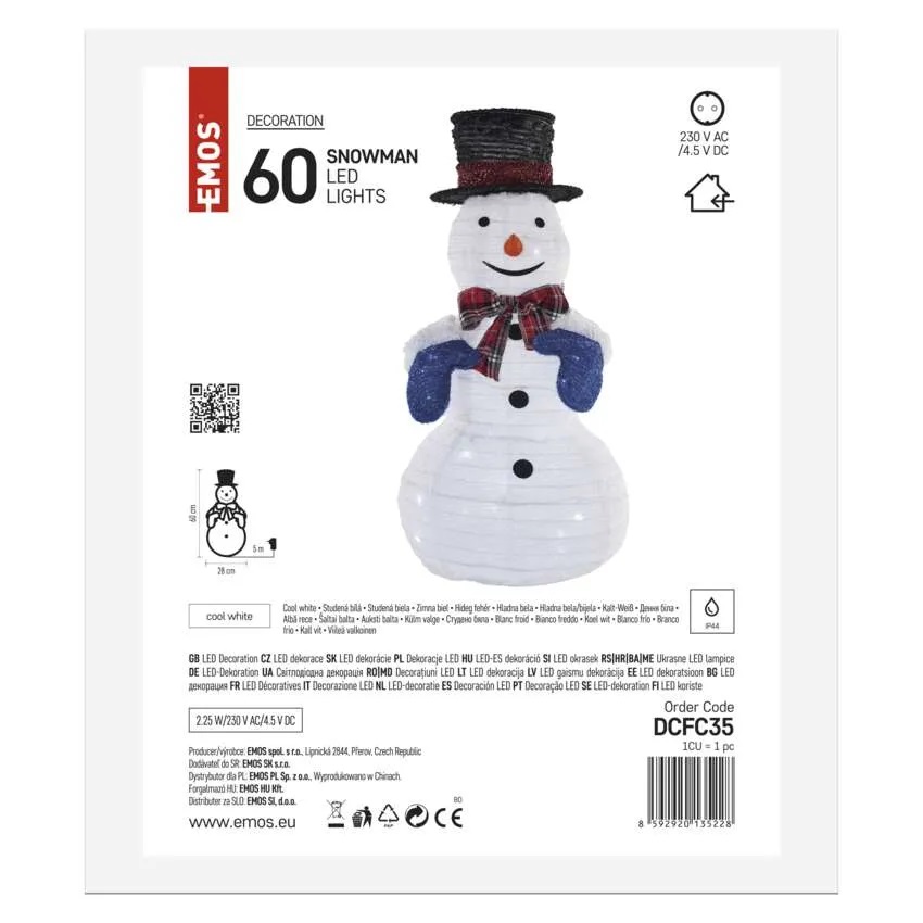 Декорация снежен човек 28х28х60см LED студена светлина IP44 FIGURES EMOS