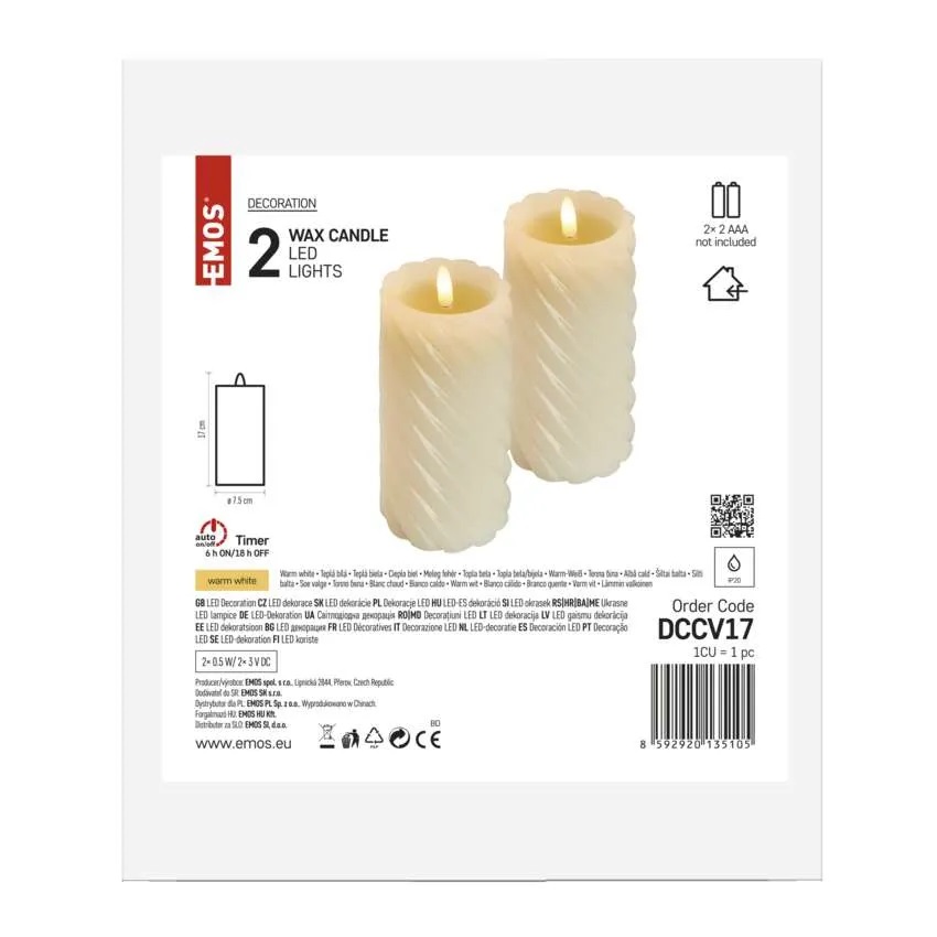 Декорация свещ 17х7.5см LED топла светлина 2 бр. IP20 с батерии CANDLES EMOS