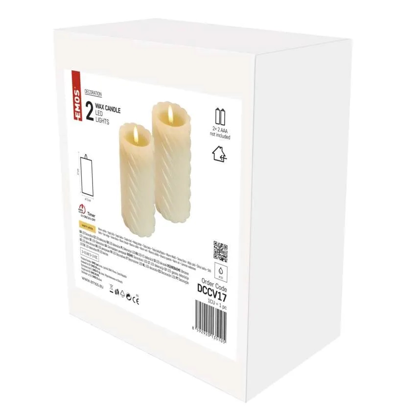 Декорация свещ 17х7.5см LED топла светлина 2 бр. IP20 с батерии CANDLES EMOS
