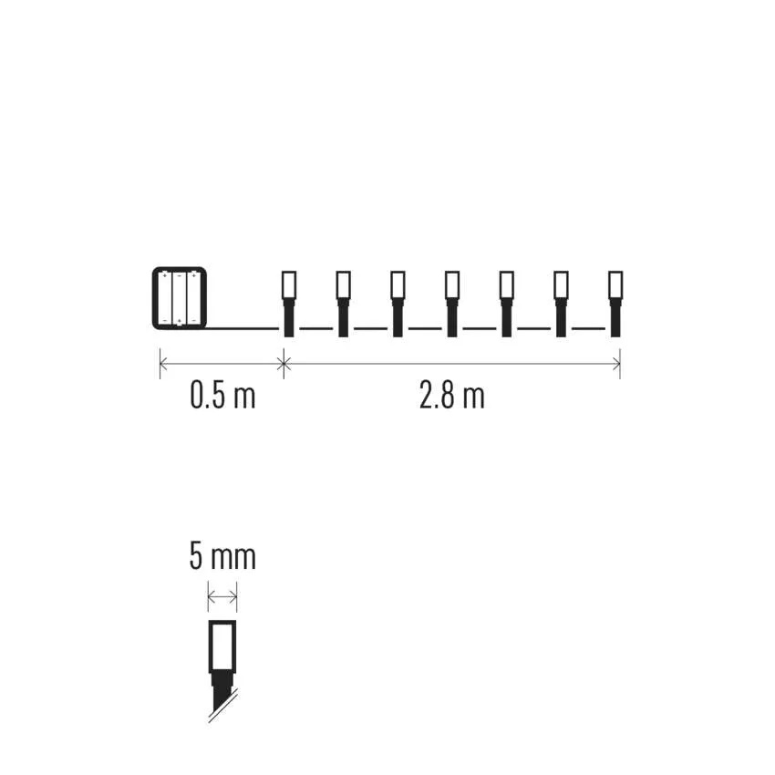 Комплект коледни лампички 40x LED студена светлина 2.8м IP44 с батерии CLASSIC EMOS
