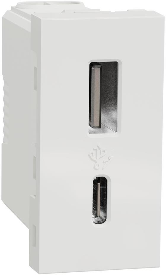 Розетка 2хUSB за зареждане тип A+C 2.4A 12W 1 мод. цвят Бял Unica SE