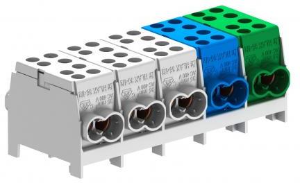 Разпределителен клемен блок HLAK PE/N/L/L/L за кабел 2x25/16мм2 DIN монтаж 130A 1000V Pollmann