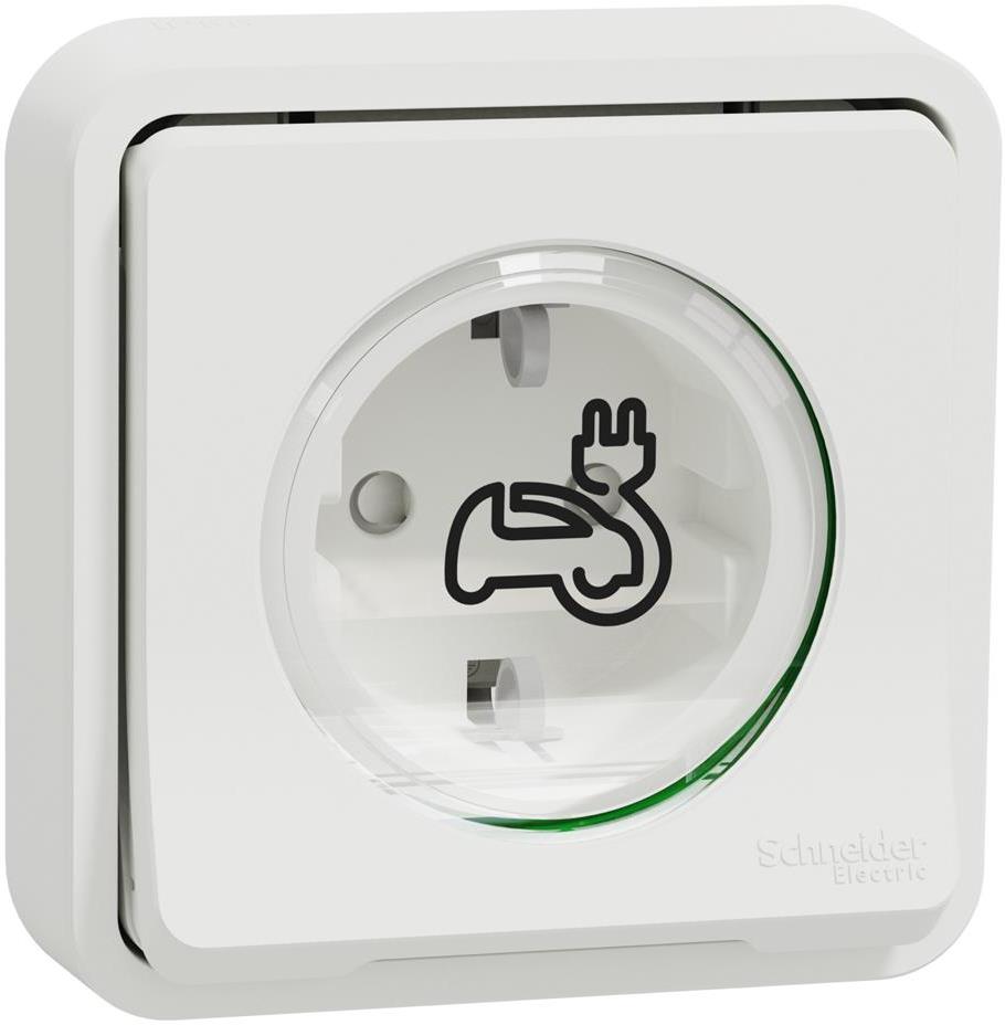 Контакт шуко 16А за зареждане на електромобили моноблок за скрит монтаж цвят Бял IP55 Mureva SE