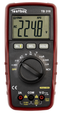 Дигитален мултицет за фотоволтаици T-RMS CAT IV 0...1500Vac/dc, 0...2A, LCD и звук, Testboy 318