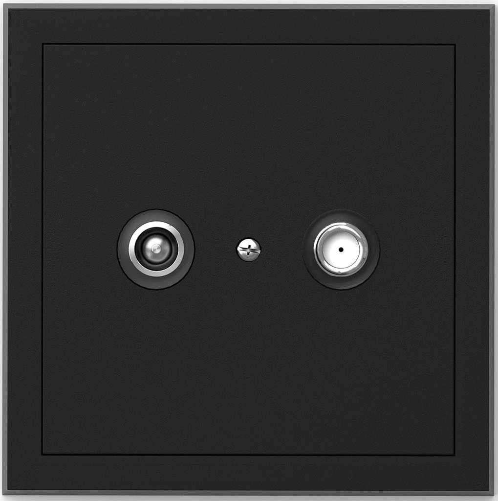 Розетка TV+SAT крайна 1dB моноблок цвят ЧЕРЕН мат Adria Commel