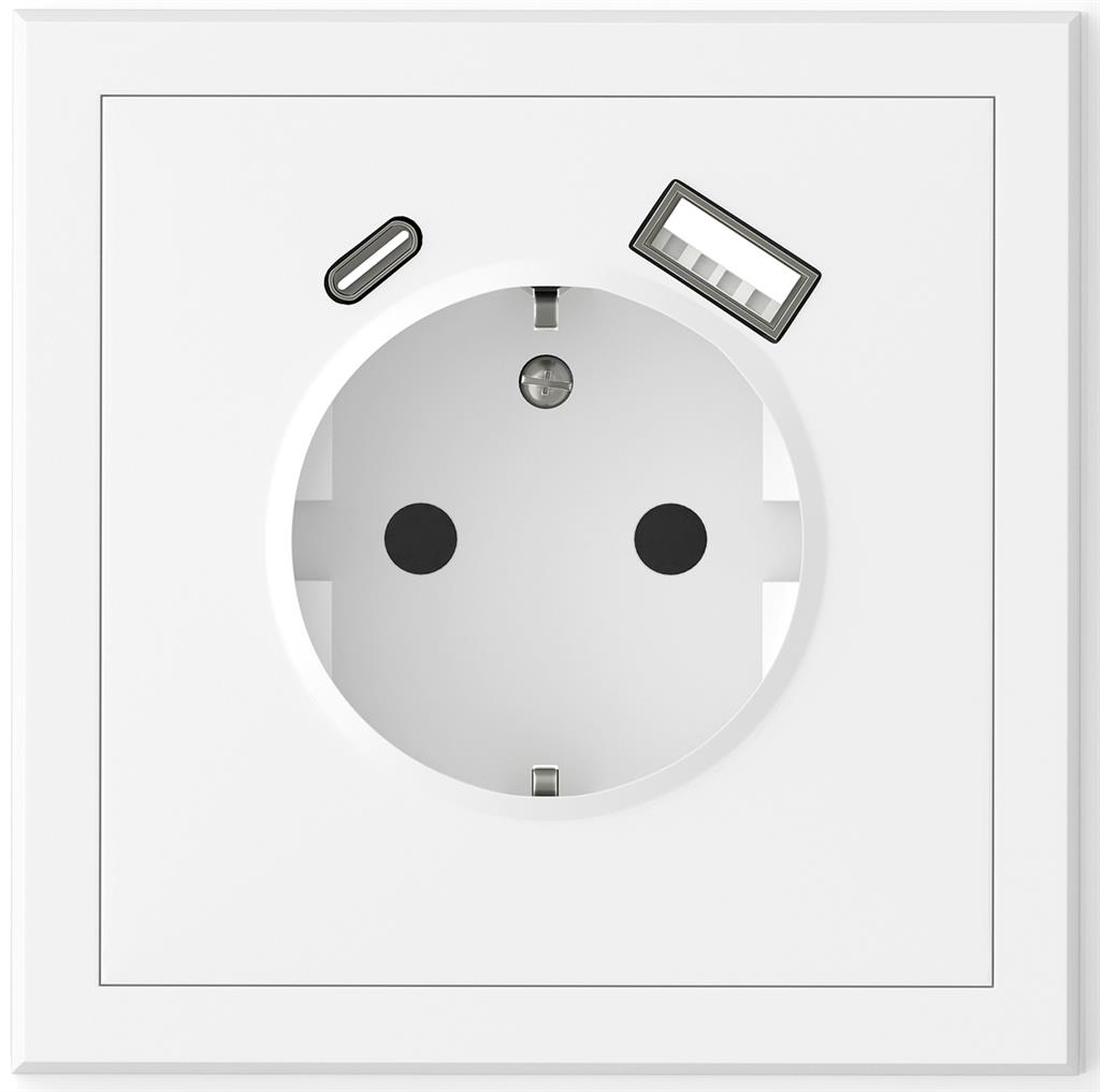 Контакт ШУКО 16A + USB тип A+C 3A 15W цвят БЯЛ мат Adria Commel