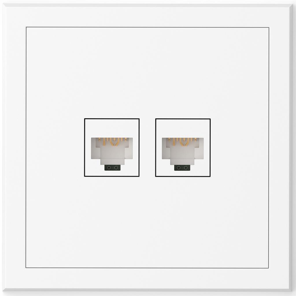 Розетка 2xRJ45 UTP cat.6 моноблок цвят БЯЛ мат Adria Commel