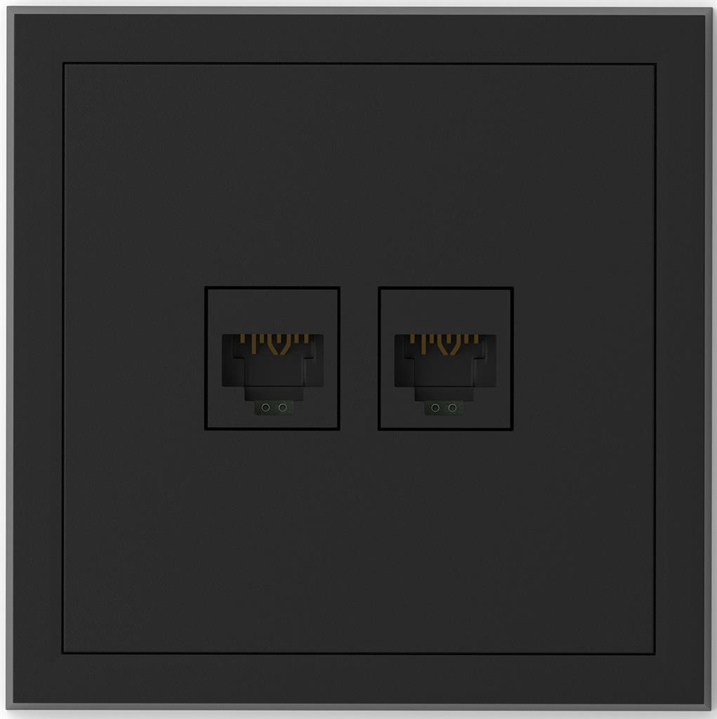 Розетка 2xRJ45 UTP cat.6 моноблок цвят ЧЕРЕН мат Adria Commel