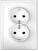 Контакт ШУКО ДВОЕН 16A с детска защита моноблок авт. цвят БЯЛ мат Adria Commel