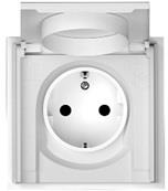 Контакт ШУКО 16A с капак IP44 и детска защита цвят БЯЛ мат Adria Commel