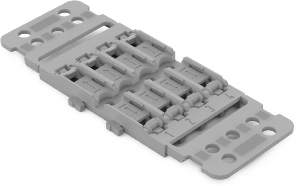 Държач за монтаж на 4 бр. клеми Inline - 4мм2 сив Wago 