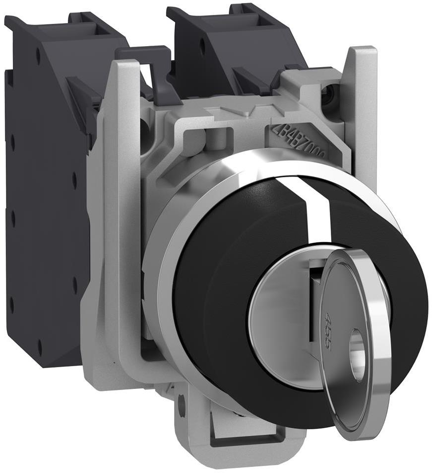 Превключвател черен 1-0-2 2NO с ключ Ø22mm XB4 SE