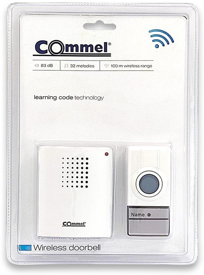 Безжичен звънец БЯЛ 32 мелодии 83dB обхват 100 метра Commel
