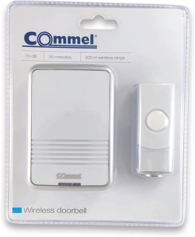 Безжичен звънец БЯЛ LED 36 мелодии 70dB 300 метра Commel