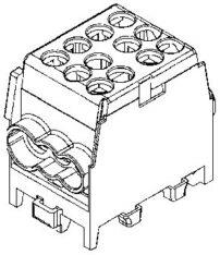Разпределителен клемен блок HLAK 1P ЗЕЛЕН за кабел 2x35/4x25мм2 DIN монтаж 160A 1000V Pollmann