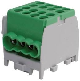 Разпределителен клемен блок HLAK 1P ЗЕЛЕН за кабел 2x25/6x16мм2 DIN монтаж 130A 1000V Pollmann