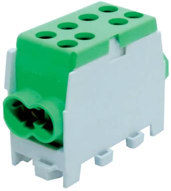 Разпределителен клемен блок HLAK 1P ЗЕЛЕН за кабел 2x25/16мм2 DIN монтаж 130A 1000V Pollmann