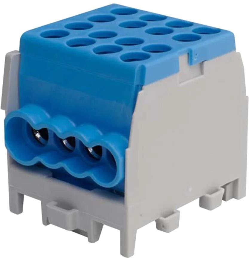 Разпределителен клемен блок HLAK 1P СИН за кабел 2x25/6x16мм2 DIN монтаж 130A 1000V Pollmann