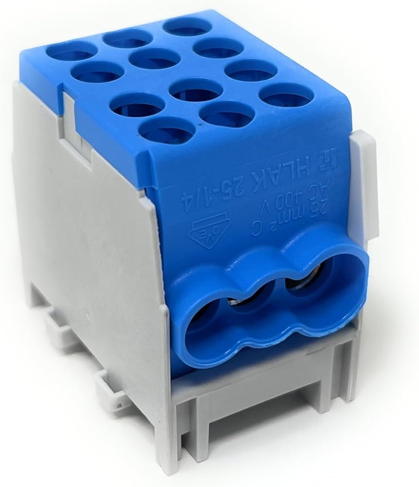 Разпределителен клемен блок HLAK 1P СИН за кабел 2x25/4x16мм2 DIN монтаж 130A 1000V Pollmann