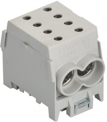 Разпределителен клемен блок HLAK 1P СИВ за кабел 2x70/70мм2 DIN монтаж 250A 1000V Pollmann