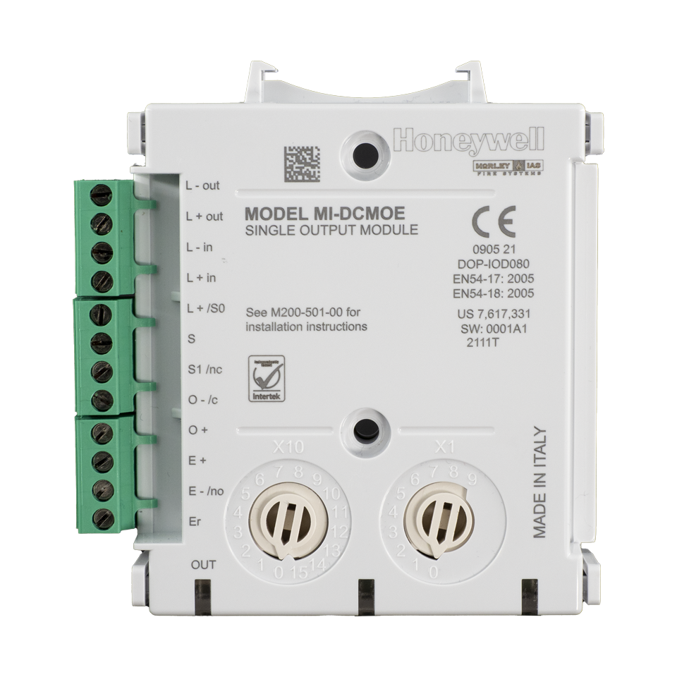 Адресируем модул с изолатор, 1 изход за сирени, DIN монтаж, MI Honeywell