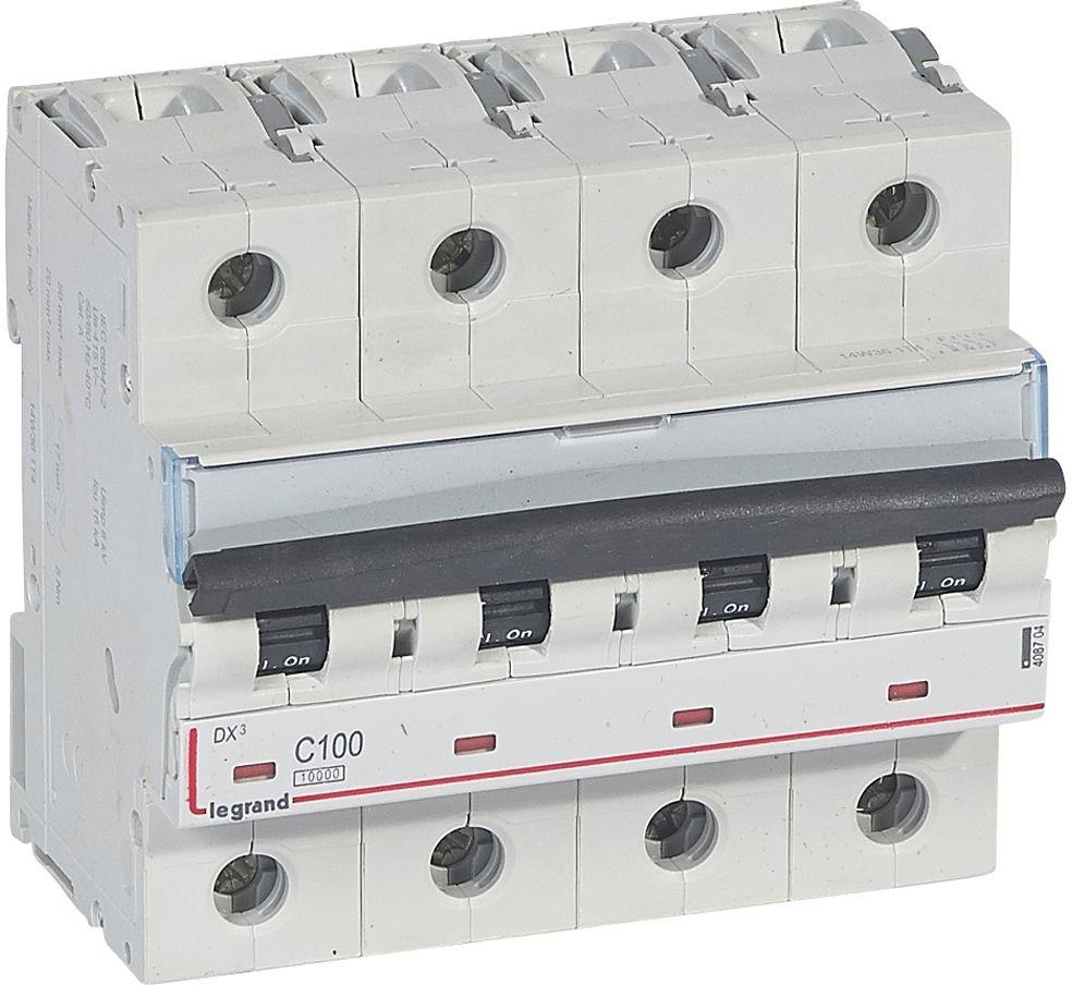 Автоматичен прекъсвач DX3 4P 100A крива C 10kA Legrand