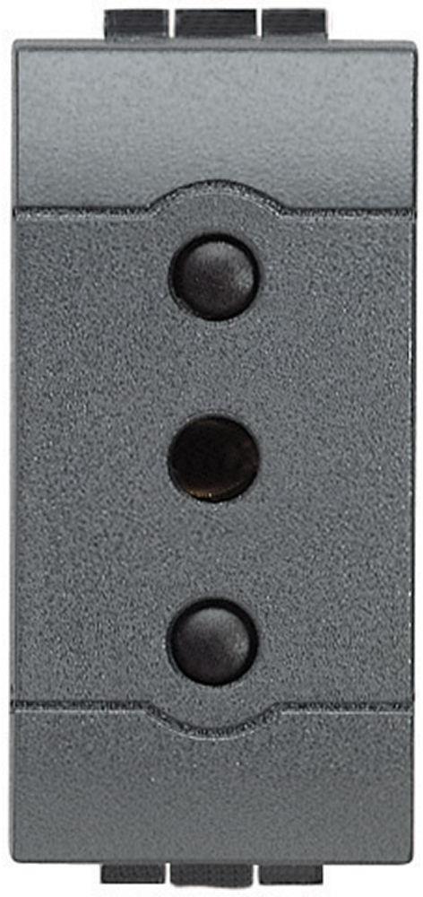 Контакт ИТАЛИАНСКИ стандарт 2P+E 1 мод. 10A цвят Антрацит LL Bticino