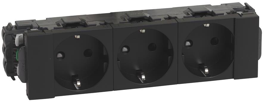 Контакт шуко ТРОЕН 16A 6 мод. цвят черен Mosaic Legrand