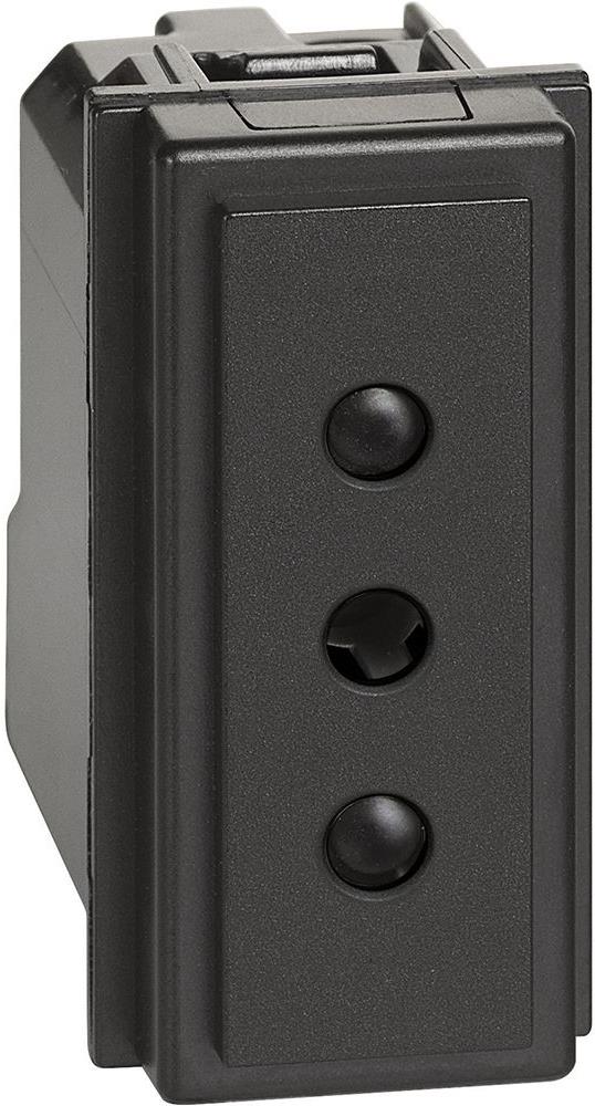 Контакт ИТАЛИАНСКИ стандарт 2P+Е 1 мод. 10A детска защита цвят Черен Living Now Bticino