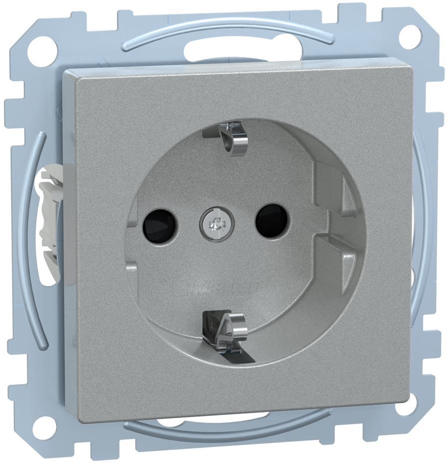 Контакт шуко с лицев панел и Д.З. цвят Алуминий System M Merten SE
