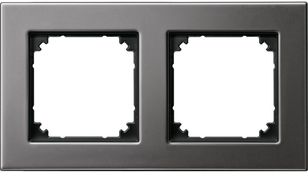 Рамка 2х цвят Родий, метал System M Merten SE