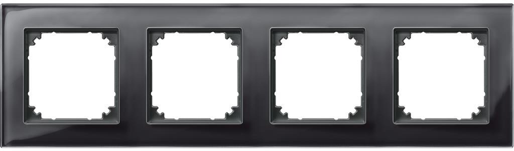 Рамка 4х цвят Оникс, стъкло System M Merten SE