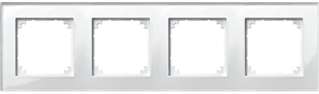 Рамка 4х цвят Блестящо бяло, стъкло System M Merten SE