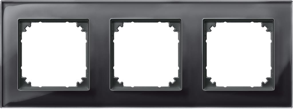 Рамка 3х цвят Оникс, стъкло System M Merten SE