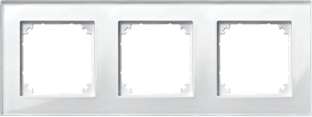 Рамка 3х цвят Блестящо бяло, стъкло System M Merten SE