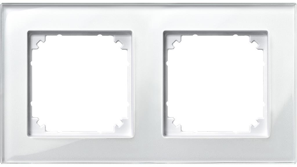 Рамка 2х цвят Блестящо бяло, стъкло System M Merten SE