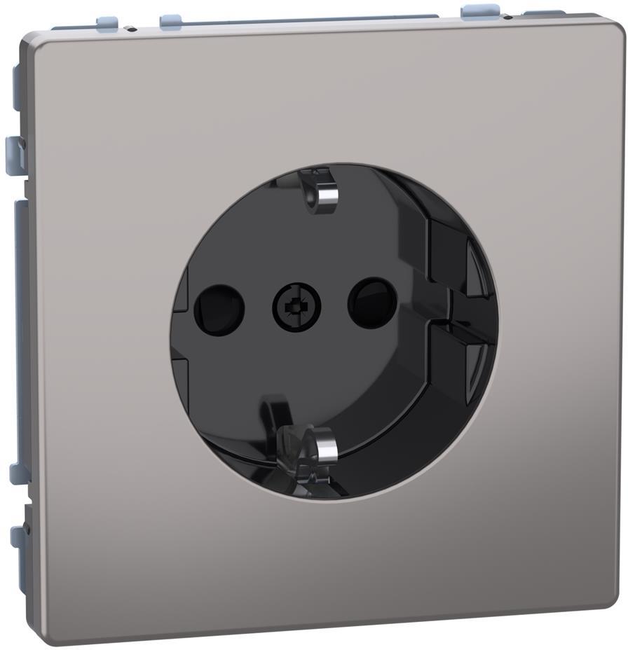 Контакт шуко с лицев панел и Д.З. цвят Никел System Design Merten SE